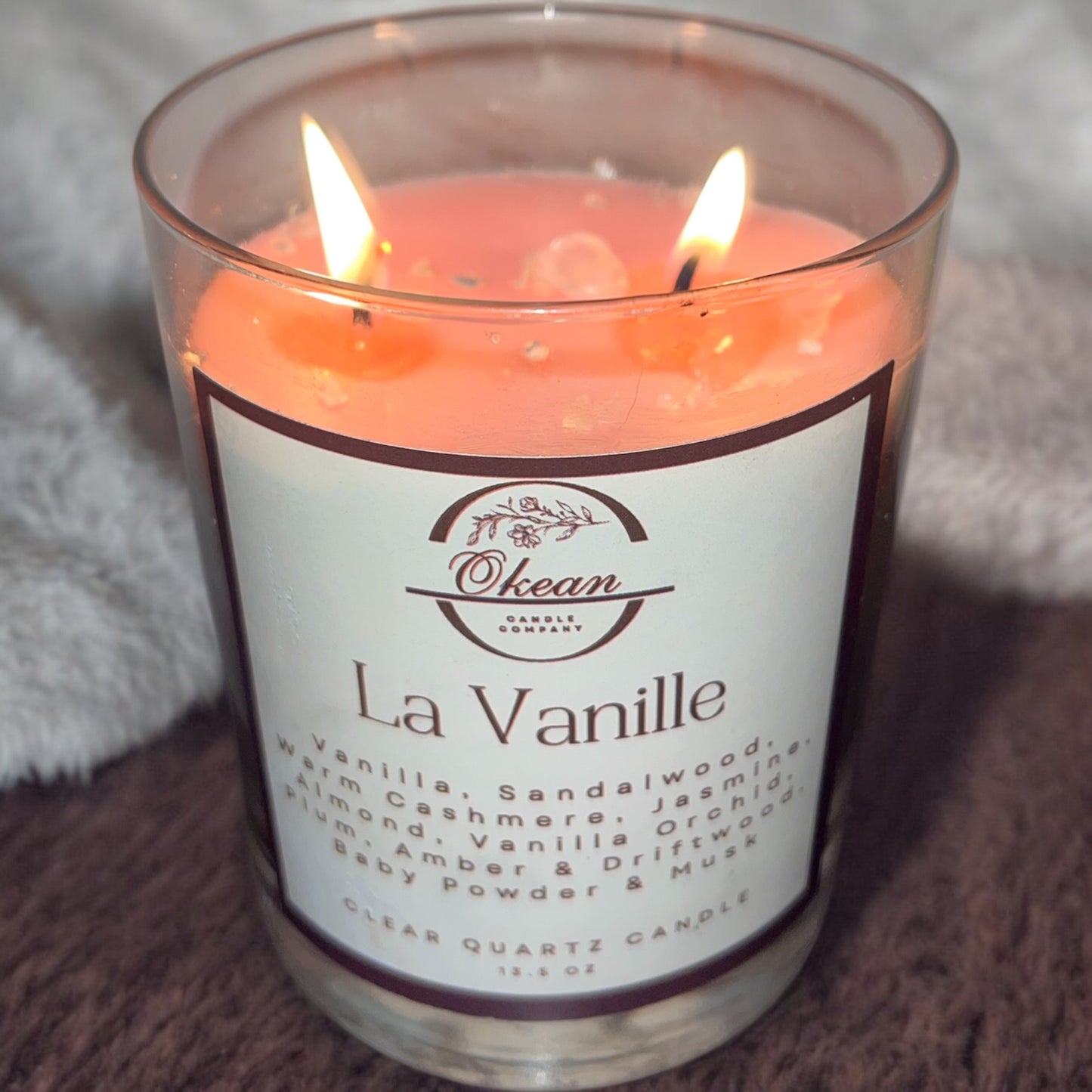 La Vanille - double wick - clear quartz candle - 13.5 oz