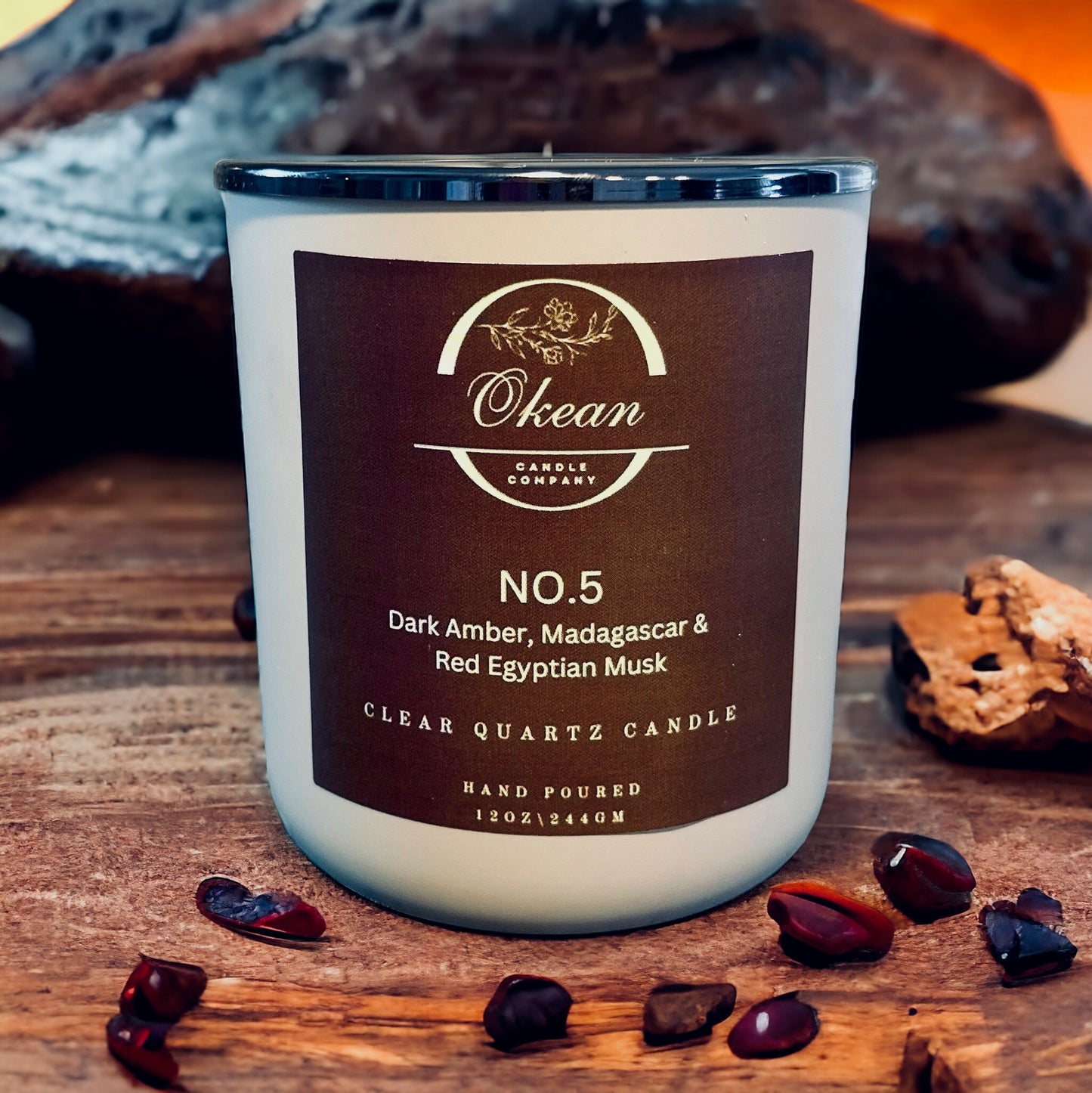 No. 5 - Rich Musk - Clear Quartz - Double Wick Candle - 12OZ