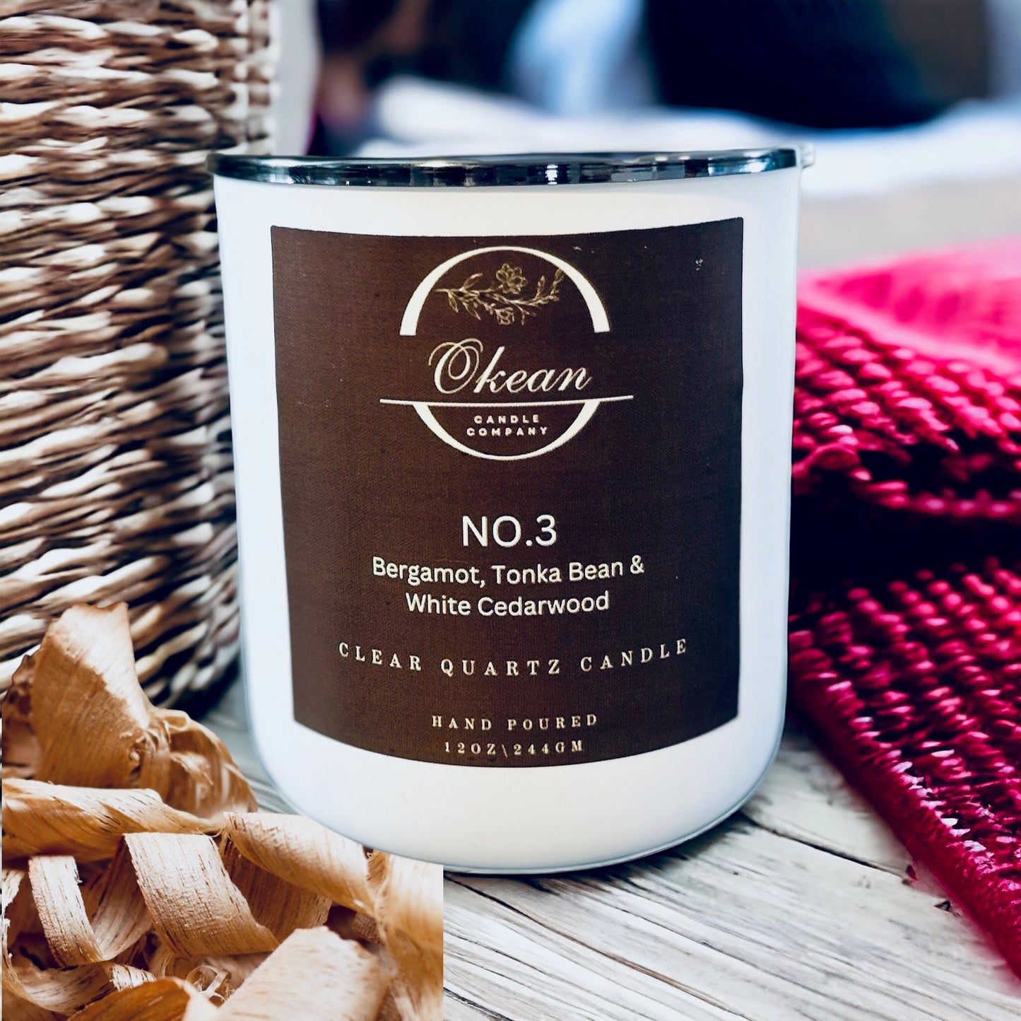 No. 3- Citrus Wood - Clear Quartz -Double Wick Candle - 12OZ