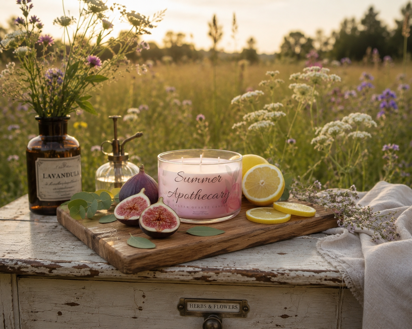 Summer Apothecary- Clear Quartz- Triple Wick- 14oz Candle