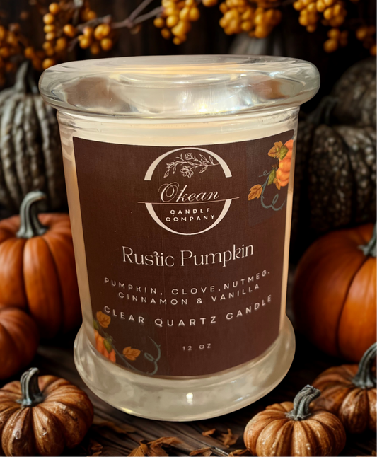 Rustic Pumpkin- Clear Quartz - Double Wick - Candle- 12oz