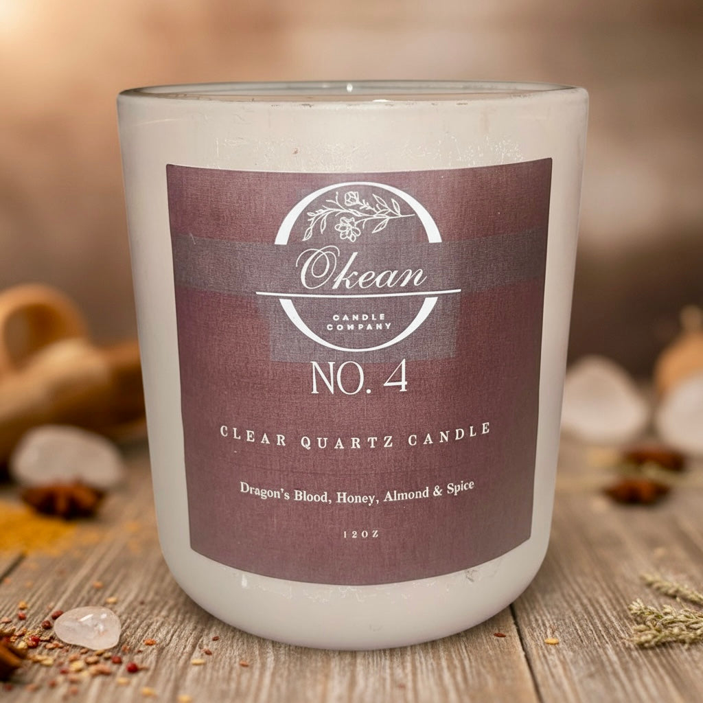 No. 4 - Smoky Ritual - Clear Quartz - Double Wick Candle - 12OZ