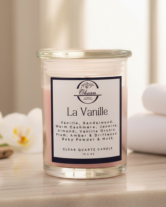 La Vanille - double wick - clear quartz candle -  13.5 oz