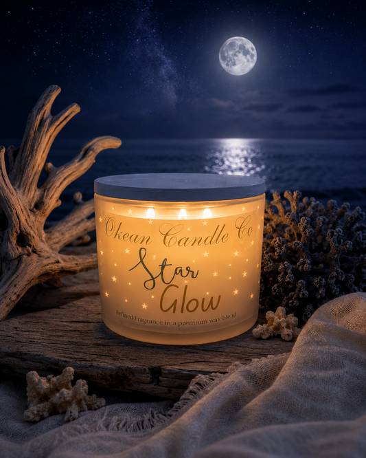 Star Glow- Clear Quartz- Triple Wick Candle-  16oz ￼
